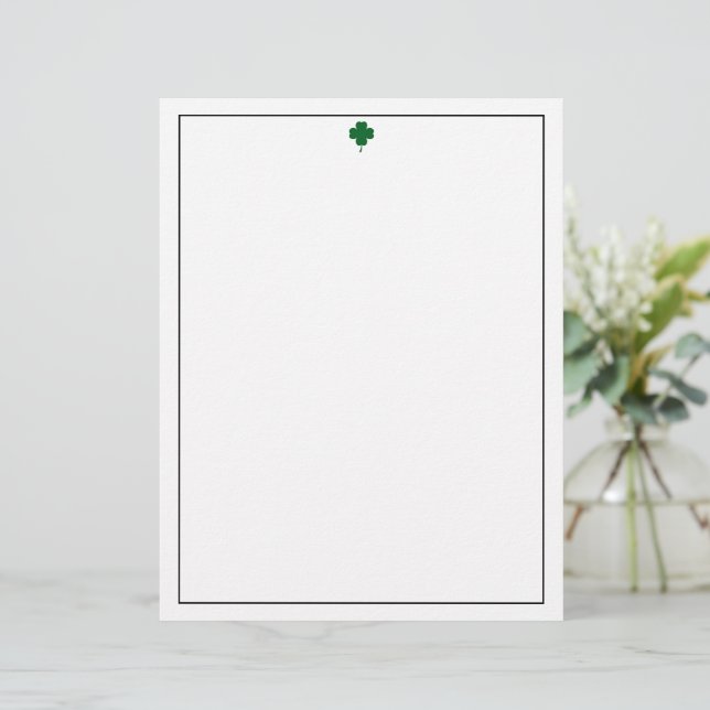 Elegant 4 Leaf Clover Letterhead Stylish Paper Brevhuvud (Stående Fram)