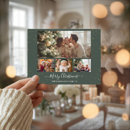 Elegant 4 Photo Christmas Card Helg Vykort