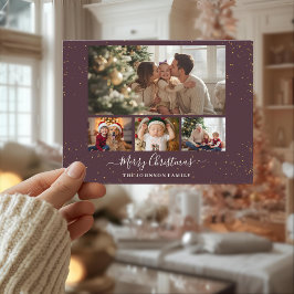 Elegant 4 Photo Christmas Card Helg Vykort