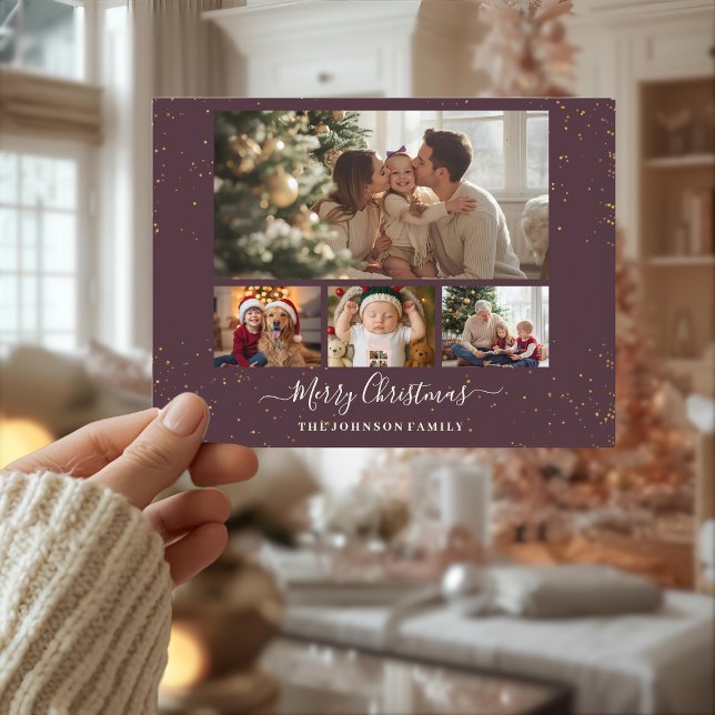 Elegant 4 Photo Christmas Card Helg Vykort (Skapare uppladdad)