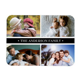 Elegant 4 Photo Collage Black Rand Magnet