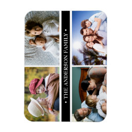 Elegant 4 Photo Collage Black Rand Magnet