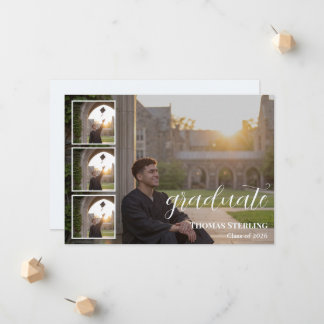 Elegant 4-Photo Collage Graduation Announcement Meddelande