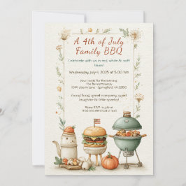 Elegant 4th of July BBQ Invitation – Soft Line Art Inbjudningar