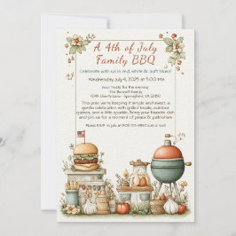 Elegant 4th of July BBQ Invitation – Soft Line Art Inbjudningar