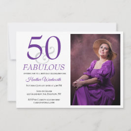 Elegant 50 and Fabulous 50th Birthday Photo Inbjudningar