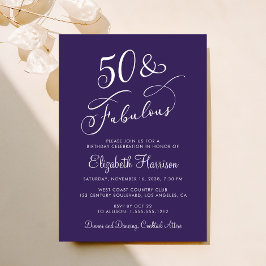Elegant 50 And Fabulous Purple 50th Birthday Party Inbjudningar