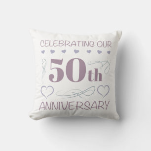 Elegant 50-års bröllopsdag lila kudde