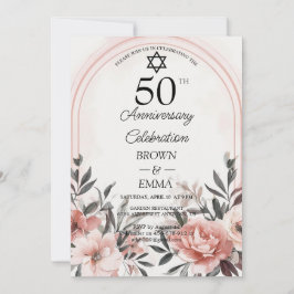 Elegant 50-års bröllopsjubileum Blommig Firande Inbjudningar