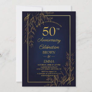Elegant 50-års bröllopsjubileum Blommig Firande Inbjudningar