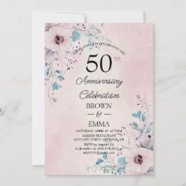 Elegant 50-års bröllopsjubileum Blommig Firande Inbjudningar