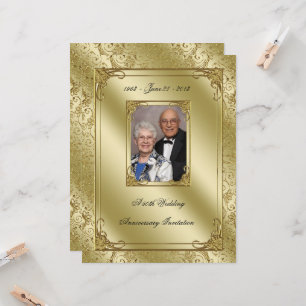 Elegant 50-års bröllopsjubileum Foto inbjudan