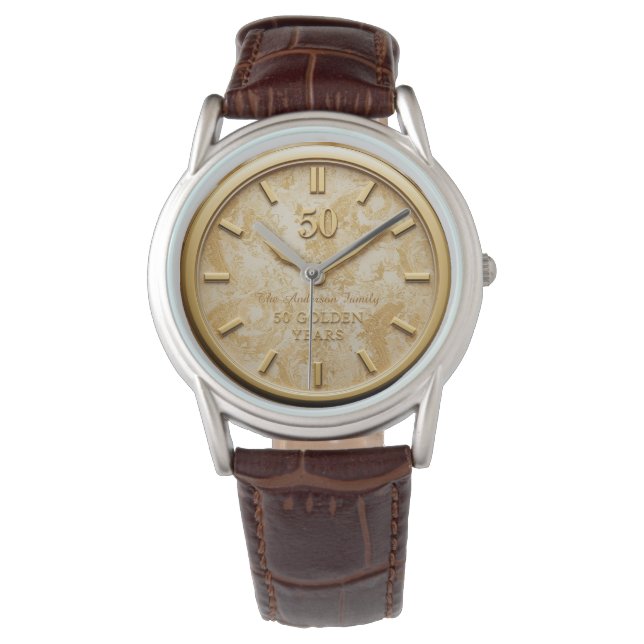 Elegant 50-års bröllopsjubileum Guldklocka Armbandsur (Framsida)