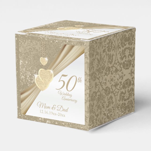 Elegant 50-års bröllopsjubileum presentaskar (Framsidan Sidan)