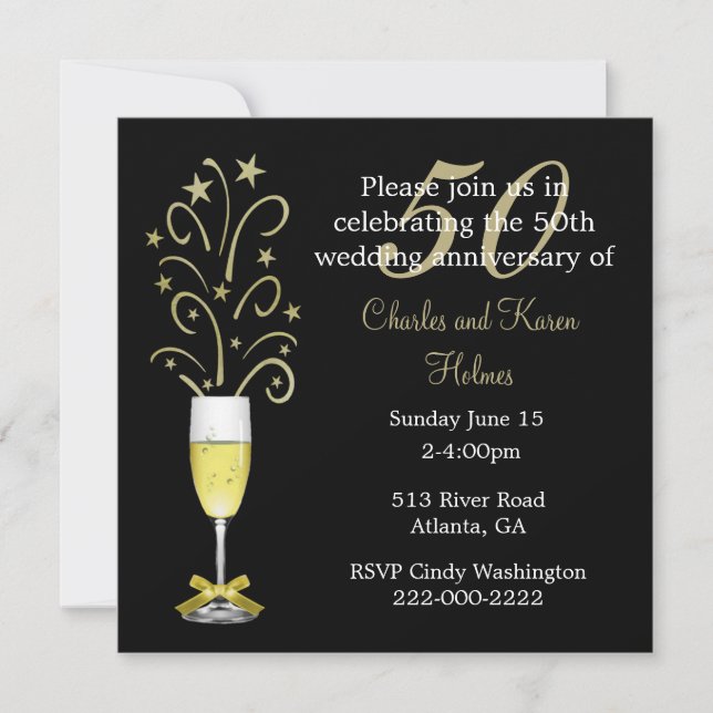 Elegant 50-års bröllopsjubileumsinbjudan inbjudningar (Framsida)