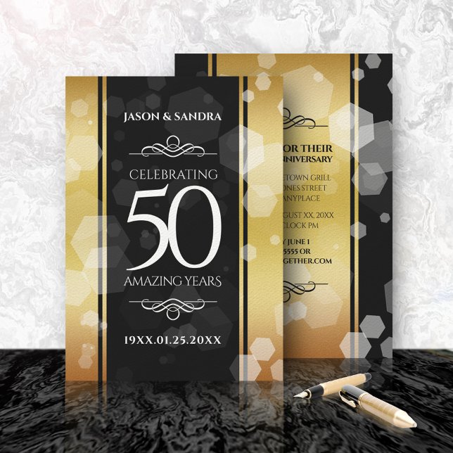 Elegant 50-års gyllene bröllopsjubileum inbjudningar (Skapare uppladdad)