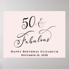 Elegant 50-års Pink Födelsedagsfest Poster