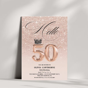 Elegant 50-årsdag för foto för Ro Guld Inbjudningar