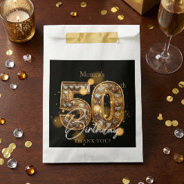 Elegant 50-årsdag Svart Guld Ädelstenar Glitter