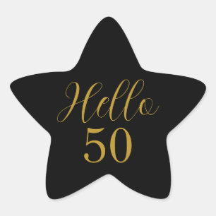 Elegant 50-årsdag Svart Guld Stjärnformat Klistermärke