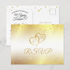 Elegant 50-årsdagen av Monogram Hearts Guld OSA Inbjudan Vykort