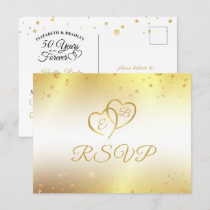 Elegant 50-årsdagen av Monogram Hearts Guld OSA Inbjudan Vykort