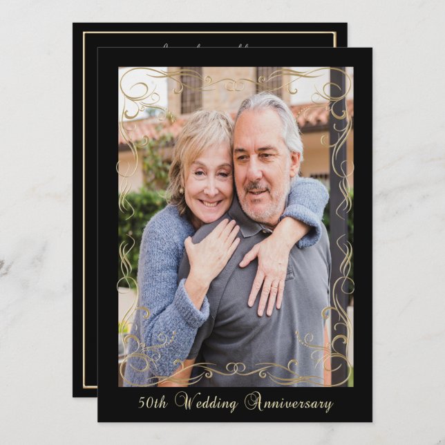 Elegant 50-årsdagen Firande Inbjudningar (Fram/baksida)