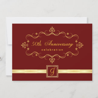 Elegant 50-årsdagen - Monograminbjudan Inbjudningar