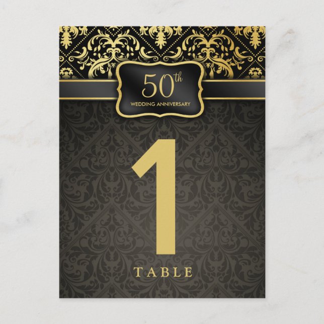 Elegant 50-årsjubileum Bordsnummer Card (Framsida)