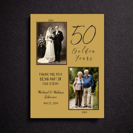 Elegant 50-årsjubileum Guld Foto Tack Kort