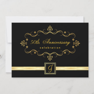 Elegant 50-årsjubileum - Monogram-inbjudningar Inbjudningar
