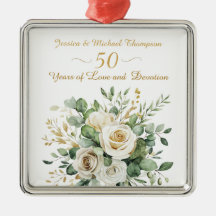 Elegant 50-årsjubileum Vit ros Guld Ringar