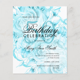 Elegant 50: Blommigten Teal White Inbjudan Flygblad