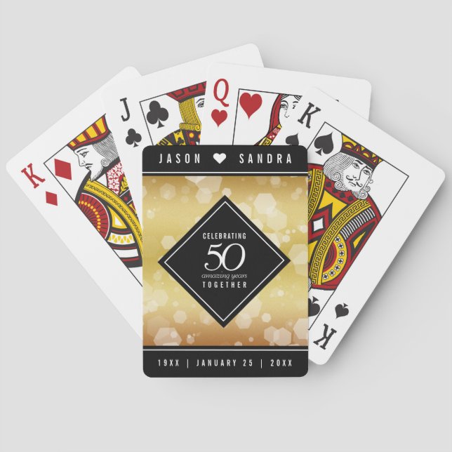 Elegant 50:e årsdagen av Golden Bröllop Casinokort (Baksidan)