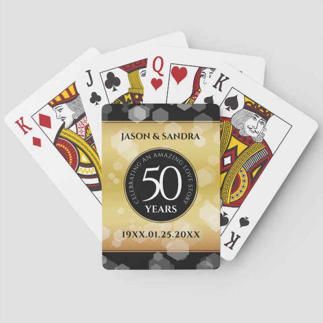 Elegant 50:e årsdagen av Golden Bröllop Casinokort (Baksidan)
