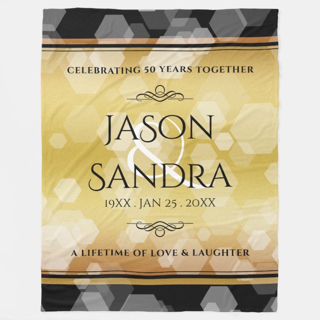 Elegant 50:e årsdagen av Golden Bröllop Fleecefilt (Framsidan)