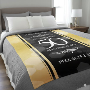 Elegant 50:e årsdagen av Golden Bröllop Fleecefilt