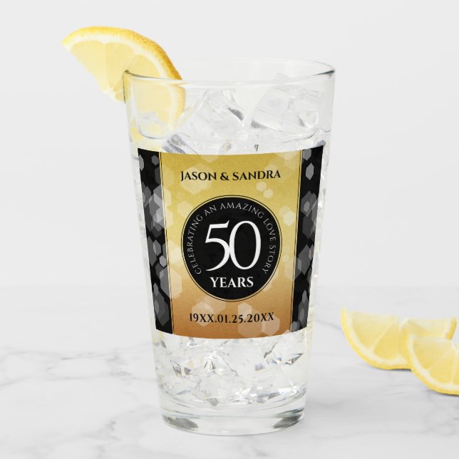 Elegant 50:e årsdagen av Golden Bröllop Glaskopp (Framsida Ice)