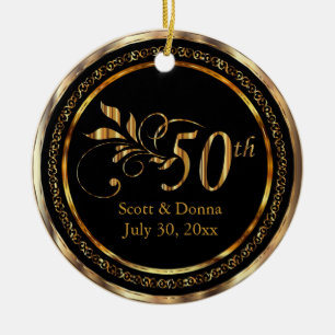 Elegant 50:e årsdagen av Golden Bröllop Julgransprydnad Keramik
