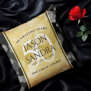 Elegant 50:e årsdagen av Golden Bröllop Kudde