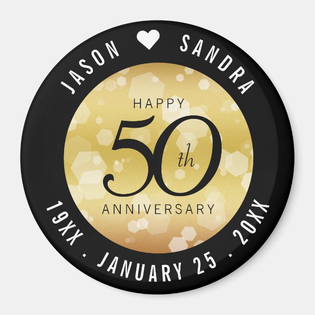 Elegant 50:e årsdagen av Golden Bröllop Magnet (Framsidan)