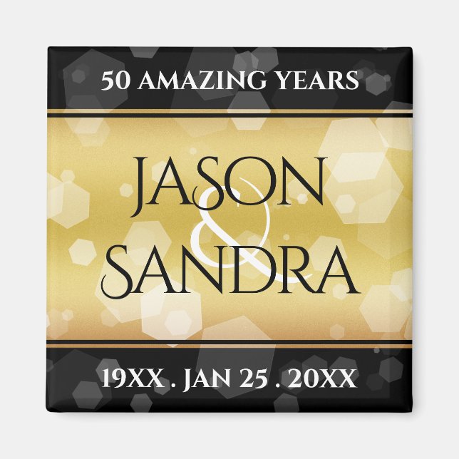 Elegant 50:e årsdagen av Golden Bröllop Magnet (Framsidan)