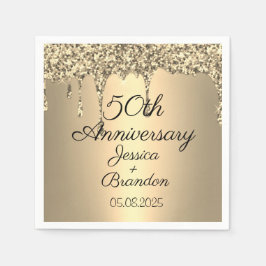 Elegant 50:e årsdagen av Golden Bröllop, par Pappersservett