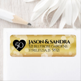 Elegant 50:e årsdagen av Golden Bröllop Returadress Etikett
