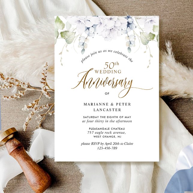 Elegant 50:e årsdagen för Bröllop Inbjudningar (Skapare uppladdad)
