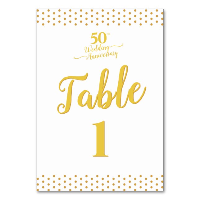 Elegant 50:e Bröllop-årsdagen Bordsnummer (Framsidan)