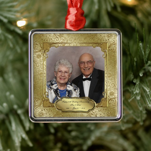 Elegant 50:e Bröllop-årsdagen Foto Ornament (Träd)