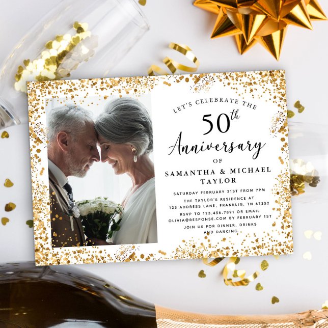 Elegant 50:e Bröllop-årsdagen Inbjudningar (Skapare uppladdad)