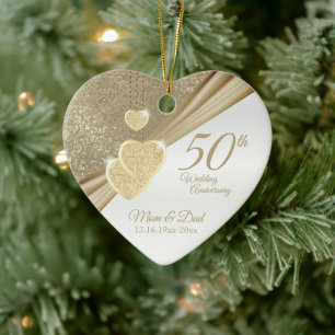 Elegant 50:e Bröllop-årsdagen Julgransprydnad Keramik