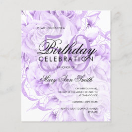 Elegant 50:e födelsedag Blommigt Lila Vita Inbjuda Flygblad